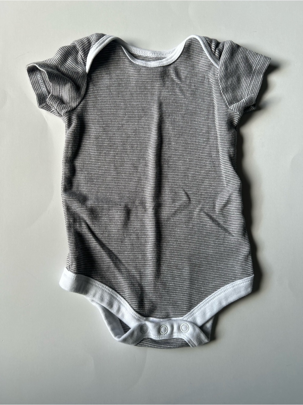 🍼5/$20🍼 George Gray & White Striped Short-Sleeve Baby One-Piece Bodysuit